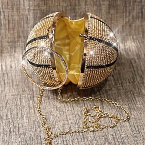 NEW BLING SWAROVSKI CRYSTAL RHINESTONE BASKETBALL CLUTCH HANDBAG PURSE +… - Picture 5 of 6